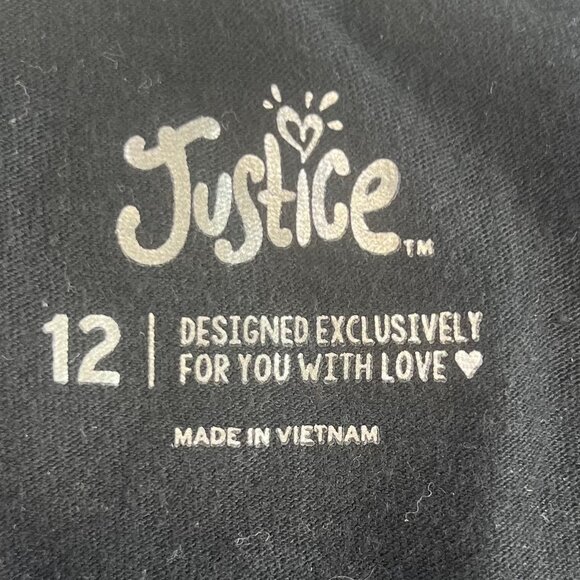 Justice Tshirt Girls Size 12 Black Reversible Sequin Unicorn & Rainbow - Picture 8 of 9